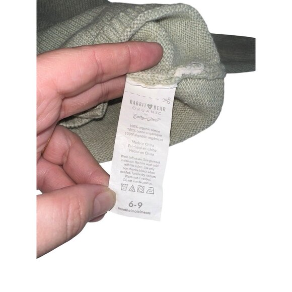 Rabbit + Bear Organic by Emily & Oliver Baby Girl Cardigan 6-9M Tan Cotton - Picture 6 of 8